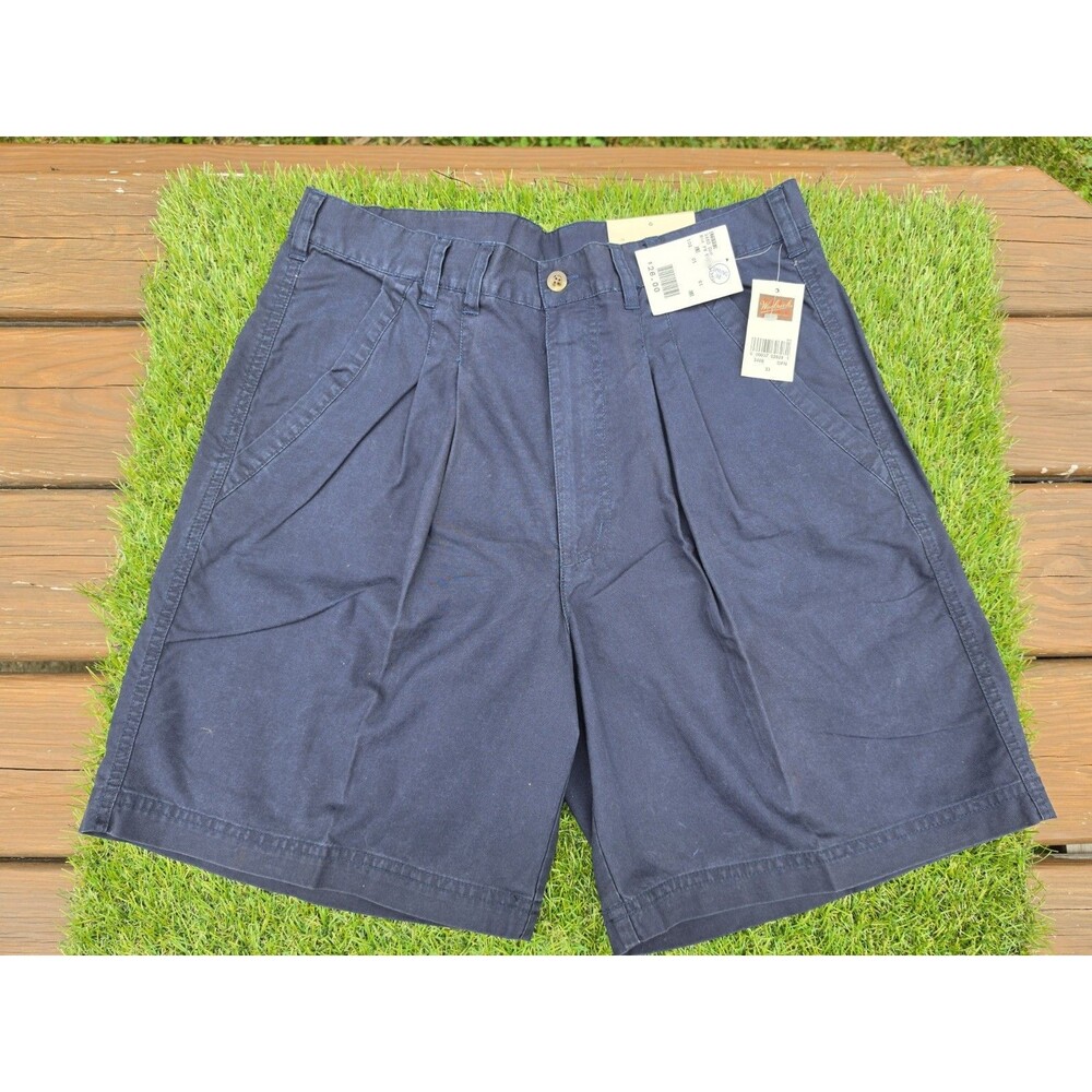 Vintage Woolrich Mens Navy Shorts Sz 33 Shorts 100% Cotton NWT 3480 Pleats 7"